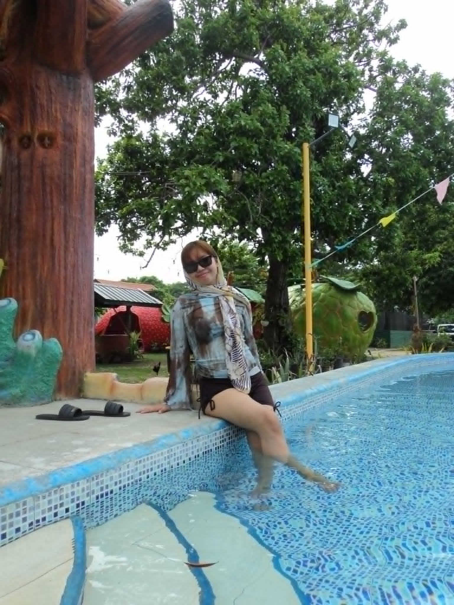 Poolside corner by the giant turtle
