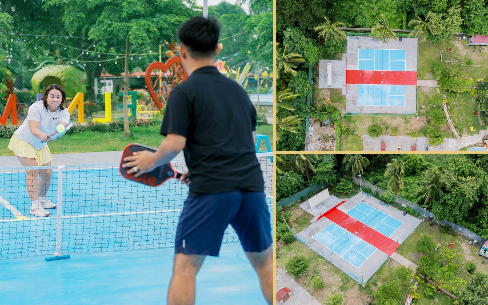 Guests playing pickleball on the two courts at Elnimo's Place